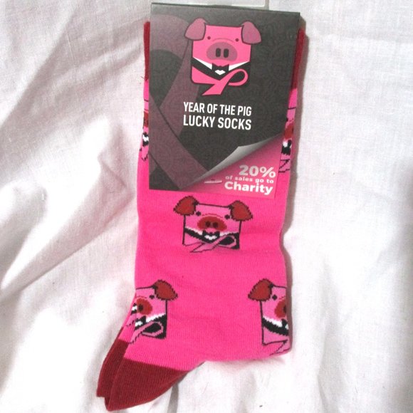 Year of the Pig Accessories - NEW NWT YEAR OF THE PIG SOCKS Slippers FUN Chinese Zodiac PINK